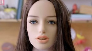 Man interacts with sex doll before sensor testing