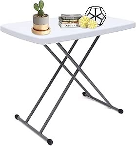 Small Adjustable Folding Table,Square Folding Laptop Table Small Computer Desk, Portable Dining Laptop Tray Adjustable Folding Desk Writing Table Top 30.31 * 19.69in