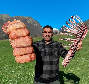 37K views · 2.2K reactions | Discover the Art: Unconventional Lamb Cutting for a Rustic Meat Loaf. Witness the Culinary Innovation as the Lamb is Skillfully Prepared in a Unique Style, Resulting in a Savory and Unforgettable Dining Experience. #lamb #village #recipe | Faraway Village Family | Facebook