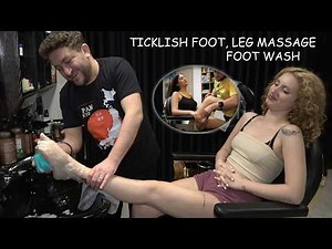 REFRESHING FEMALE ASMR FOOT MASSAGE & FOOT WASH - Foot, Leg, Calming, Tapping, Tingles Massage