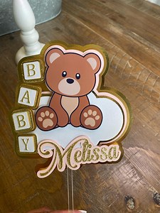 Baby Shower Cake Topper, Pink and Gold Cake Topper, Baby Bear Cake Topper - Etsy