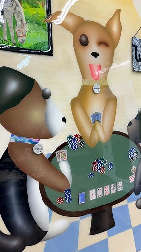 Had such a good time making this one 🤎🐶 Was a huge challenge because I’ve never tried to make something so specific in my style… & i loved experimenting w 3D aspects added to the canvas. Will 1000% be doing that again in the future. . . . . . . . #Commission #dogsplayingpoker #dogart #contemporaryart #spraypaintart #expressionism | Rebecca Ruppel
