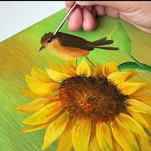 18K views · 583 reactions | How to Draw Sunflower and Bird / Acrylic Painting for Beginners | Acrylic Painting Techniques | Facebook