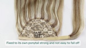 Easyouth Zopf Haarverlängerungen Echthaar Blond Zopf Extension Echthaar Aschblond Highlight Mittelblond 35 cm 70g Pferdeschwanz Extension Menschenhaar #16P22