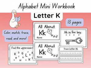 Letter K Mini Book | Alphabet Worksheets for Preschool & Kindergarten | 13 Page Printable Phonics Activities - Etsy UK