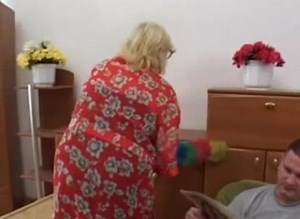 Chunky Blond Granny Bonks Younger Man (18 )