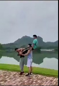 Three Chinese acrobats show their powerful core stability on the body balance maneuver. | Different China | Facebook