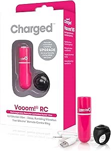SCREAMING O® Charged VOOOM Remote Control Bullet | Multi-Speed 10 Function Rechargeable Rumbling Vibrating Female Vibrator Bullet Vibe/Personal Massager with Remote Control Ring (Pink)