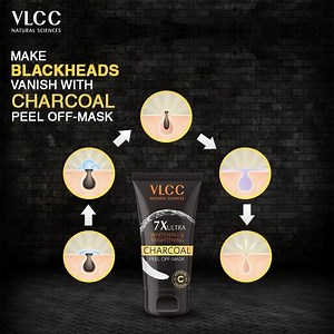 The 7X Ultra Charcoal Peel Off mask penetrates the skin pores & thoroughly cleanses from deep within removing blackheads effectively. #Charcoal #CharcoalPeeloffMask | VLCC Personal Care