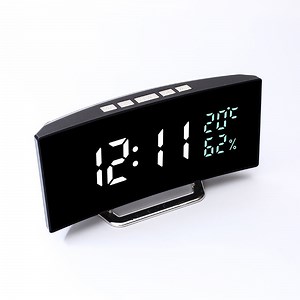 [Hot Item] Mirror Digital Electronic Clock Desktop Snooze Temperature and Humidity Alarm Clock