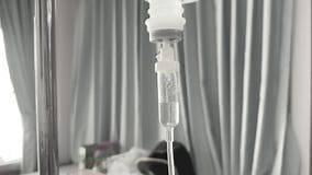 Close Up Normal Saline IV Drip Infusion for Patient Hydration and Medical Care Stock Footage - Video of normal, solution: 436833548