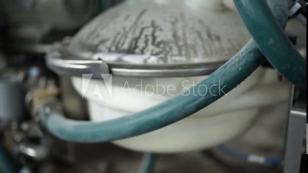 Cow milking system. Atomatiс dairy robot for milking cows at dairy farm