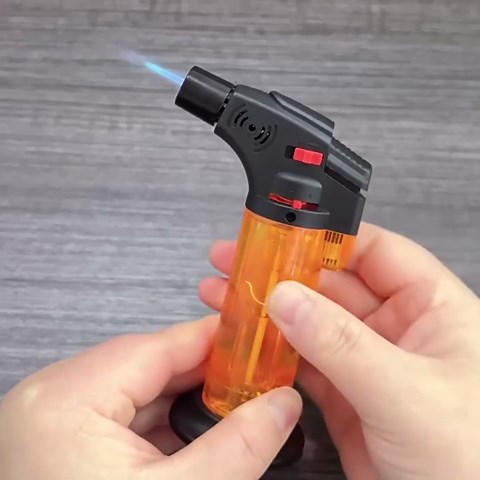 Butane Refillable Lighter, Flame Lighters, Multi Utility Mini Gas Lighter, Single Jet Flame Windproof Torch Lighter, Blow Torch Lighters for Candle Fireplace Camping Grill BBQ Kitchen (Yellow)