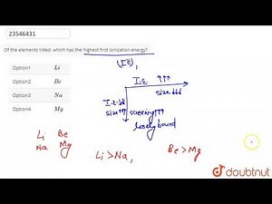 Of the elements listed, which has the highest first ionization energy?