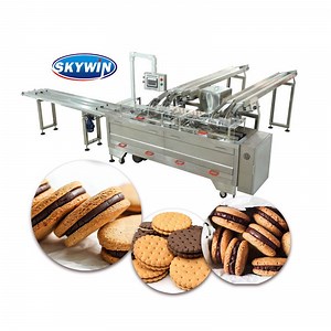 [Hot Item] Biscuit Sandwiching Machine with Biscuit Stacking Conveyor Two Lanes Creaming 1200PCS/Min