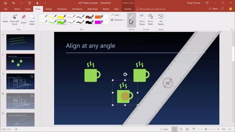 Draw straight lines or align things with the ruler in PowerPoint