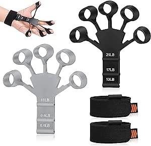 2 PCS Finger Strengthener,2023 New Grip Strength Trainer, Finger Exerciser, Finger Exerciser, 6 Resistant Level Finger Exerciser, Hand Strengthener for Strength Training, Finger Flexion Extension Training