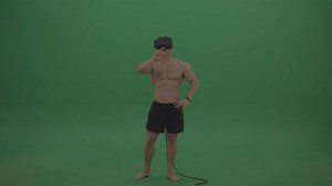 Green Screen Bodybuilder In VR Stock Footage