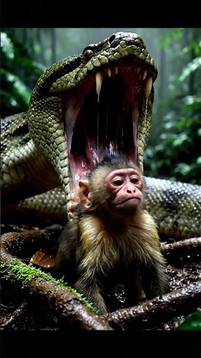 Giant Python Swallows Monkey ALIVE 🐍 Brutal Nature Moment Caught on Camera #Shorts