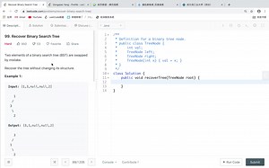 leetcode 99 Recover Binary Search Tree