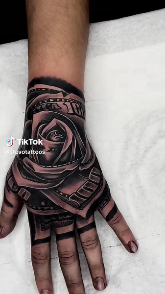 Hand Tattoo Designs: Money Rose Art Inspiration
