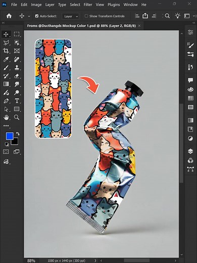 Photoshop Tips for 2026 - Master Realistic Distorted Color Tube Mockup Effects #ducthangds #photoshoptutorial #photoshoptricks #photoshoptips
