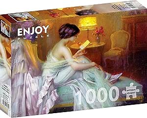 1000 Pieces Jigsaw Puzzle – Matte Finish, Soft Touch, Easy to Assemble, Tight Fit, Vivid Colors, Missing Pieces Service – Beautiful Woman Reading – Enjolras Famous Painting – by ENJOY Puzzle