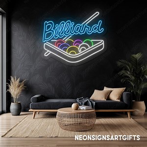 Billiard Neon Light Sign, Billiard Pool Table LED Light, Colorful Billiard Balls Wall Decor, Pool Cue Balls Billiard Room Wall Light - Etsy