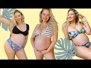 BIKINI + SWIMWEAR AERIE TRY ON *9 months pregnant* | iskra