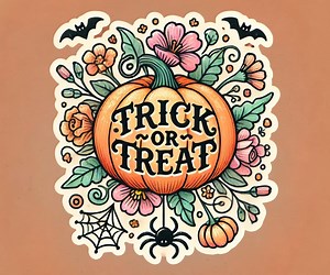 Sticker citrouille florale pour des bonbons ou un sort | Sticker Halloween imperméable - Etsy France