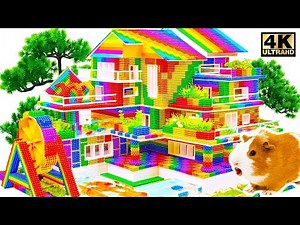 Satisfying - Build DIY Rainbow Villa With Swimming Pools And Waterwheel From Magnetic Balls ASMR 🔥