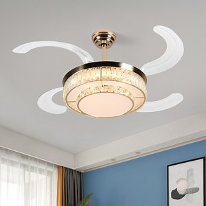 [Hot Item] Modern Crystal Ceiling Fan with Hidden Blades and LED Light