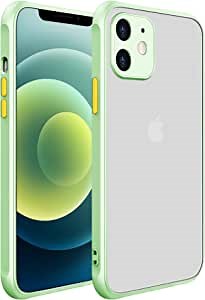 ZEZHOU iPhone 12 Mini Case with Camera Lens Protector 5.4", Shockproof Full Body Covered Soft TPU Bumper, Enhanced Corner, Translucent Matte Hard PC Back Slim Drop Protection Phone Case, Tea Green