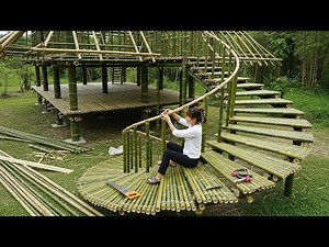 Girl With Her Talent Build A Bamboo Architecture - The Work of Century - Spiral Staircase