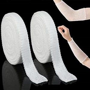 2 Rolls Net Tubular Bandage Elastic Mesh Wound Dressing Tubing Gauze Breathable Bandage Fix Net Bandage Retainer Stretch Tube Bandages for Wrist Forearm Elbow, 10.9 Yard