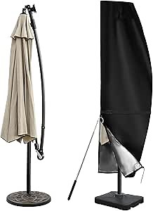 DOCEPERT Cantilever Umbrella Covers for Outdoor Umbrellas 9-12ft,420D Oxford Fabric Patio Offset Umbrella Cover with Sturdy Waterproof Zipper and Top Vent,Garden Outdoor Umbrella Covers