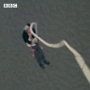 A moment in history. Watch David Kirke do the world's first bungee jump, in 1979. Sadly, David has died aged 78. Read his amazing story here ➡️ bbc.in/3QszsrD | BBC Bristol
