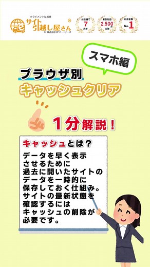 スマホでのブラウザキャッシュクリア方法
