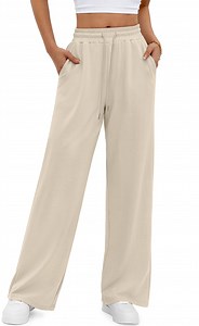 Fantaslook Wide Leg Sweatpants for Women Casual High Waisted Baggy Sweatpants Drawstring Workout Pants with Pockets Fashion Outfits