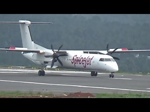 SpiceJet bombardier Q400 taleoff from calicut int'l airport.