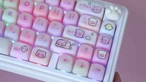 Hyekit MOA Keycaps - 140 Key Jade PC Cute Keycap 60% 75% 100% Translucent Shine Through Keycaps Creamy Custom Keyboard Keycap Set for Cherry MX Magnetic Switches Mechanical Keyboard