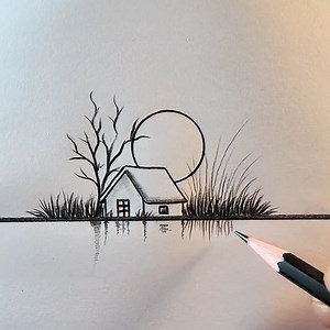 Learning reflection scenery sketch by pencil #sketchtutorial #drawing | Md. Takbir Hossain