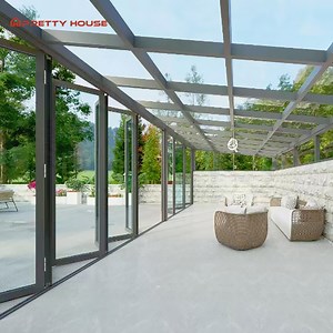 [Hot Item] Modern Balcony Outdoor Curved Aluminum Sunrooms Glass Pool House