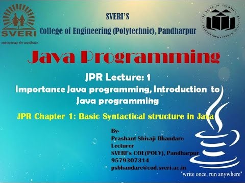 JPR L-1: Introduction to subject, Outcomes of Subject, Introduction to java