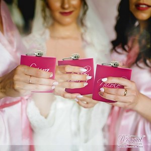My Personal Memories Personalized Pink Bridesmaid Flask For Women - Custom Engraved