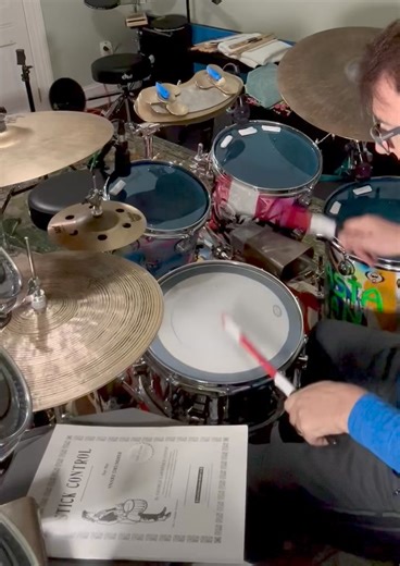 Practicing, Experimenting, Improvising on first two pages of “Stick Control” book. No other rudiments other than paradiddles , double paradiddles , and sticking combinations from the first two pages. Recorded with my iPhone at 113 BPM. 4/4 Few times falling on my ass, which is good cause… now I know What I need to practice more 😉🥁 To practice the Stick Control Book on a practice pad and then take the stickings for a ride around the set, eventually replacing the right hand with the right foot a