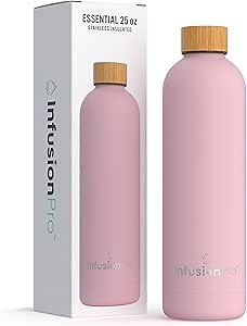 Infusion Pro Water Bottle Vacuum Insulated (25 oz) Stainless Steel : Standard Mouth : Cold or Hot for Hours, No Condensation : Cute, Pretty, Unique Gift Idea
