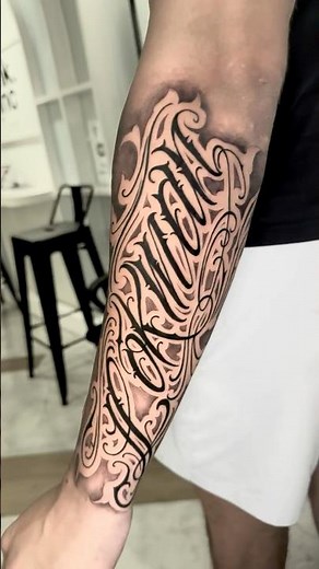 ✍️ Calligraphy Script Lower Arm Tattoo | Shaded Lettering Half Sleeve
