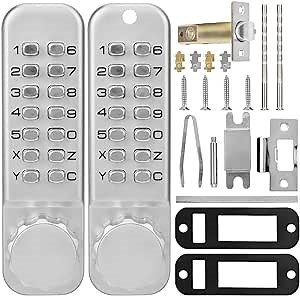 Mechanical Keyless Door Lock,Mechanical Double-Sided Password Combination Door Lock, Fireproof and Waterproof, no Power Supply, no Key Required, Security Code Lock