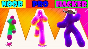 NOOB vs PRO vs HACKER in Blob Runner 3D 😰😎😈🌈 Gameplay that we will play in this video is: Blob Runner 3D Are you ready for a super fun run race? Blob will be your favorite runner of all times! Your goal is easy - Watch out for the obstacles, push them off and collect all jellies to become a GIANT blob! If you can’t escape from the deadly obstacles and lose a limb, or a few, don’t worry! Our friendly jelly can continue the running for you, no rush, just clash all jelly particles and sculpt yo